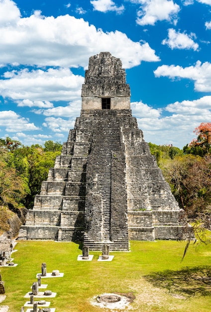 Templo del Gran Jaguar en Tikal. Patrimonio mundial de la UNESCO en Guatemala