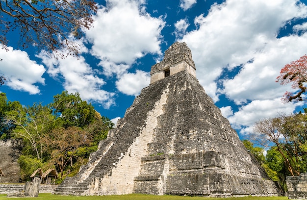 Templo del Gran Jaguar en Tikal. Patrimonio mundial de la UNESCO en Guatemala