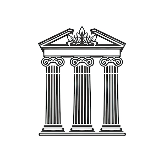 Foto templo grego ícone europa palácio isolado silhueta do parthenon arquitetura histórica acrópole design minimalista edifício do templo grego exterior em fundo branco ia ilustração generativa