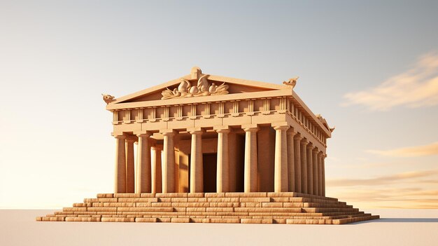 Templo griego de columnas en medio del desierto