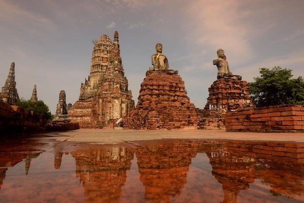 Templo histórico reflejado en el charco