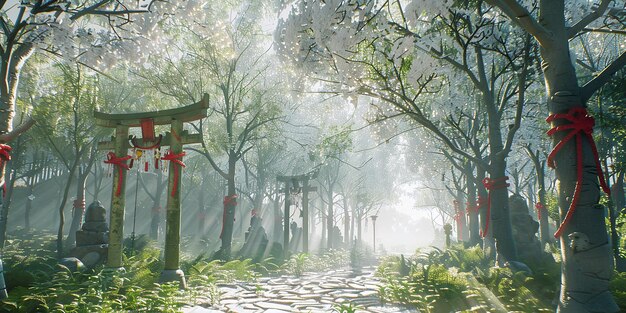 El templo de jade verde brillante en el motor Unreal 5 HD