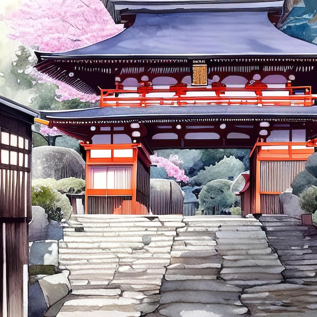 Foto templo japonés en el país de kioto