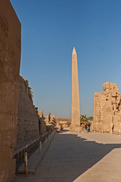 Templo de Karnak Esculturas colosales del antiguo Egipto en el valle del Nilo en Luxor Jeroglíficos grabados en la paredx9