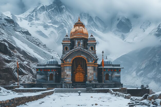 Templo de Kedarnath en el estado de Uttarakhand, India