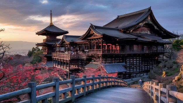 Foto el templo de kiyomizu dera en kyoto, japón