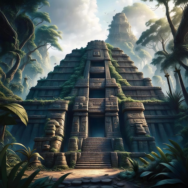 Foto templo maia na selva