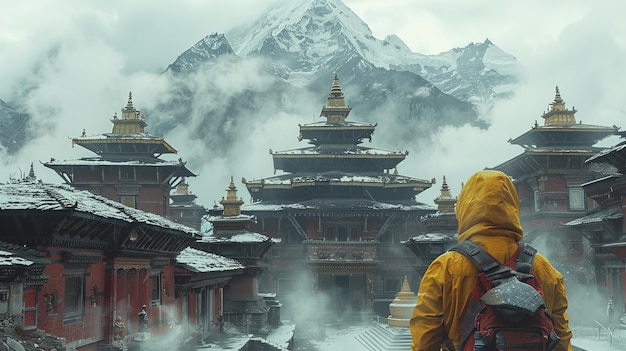 Templo nepalês nas montanhas