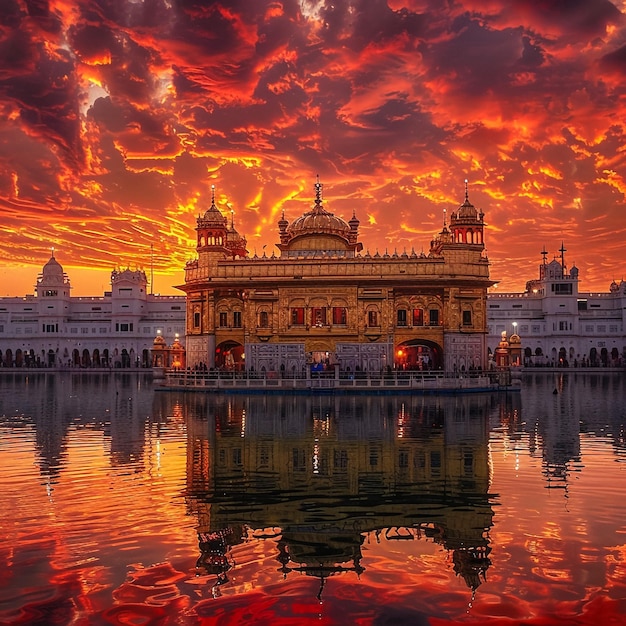 Foto el templo de oro en amritsar, punjab, india