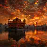 Foto el templo de oro en amritsar, punjab, india
