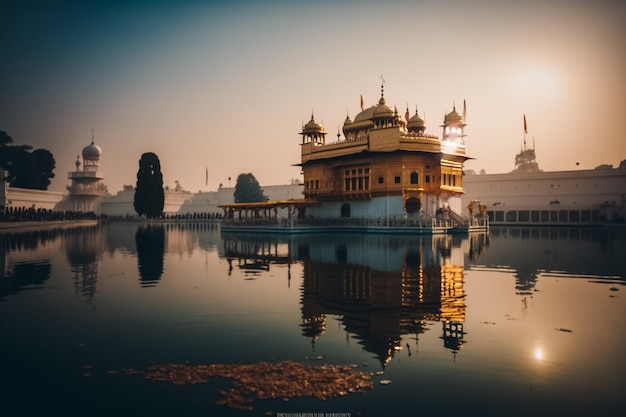 Foto templo de oro por la mañana