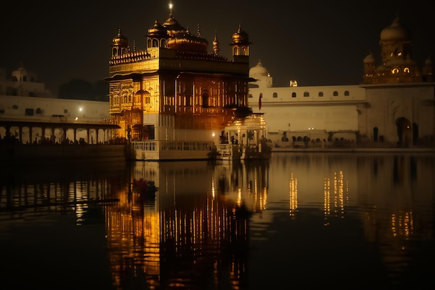 El templo de oro en la noche