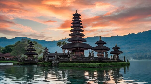 El templo de Pura Bratan en Bali, Indonesia