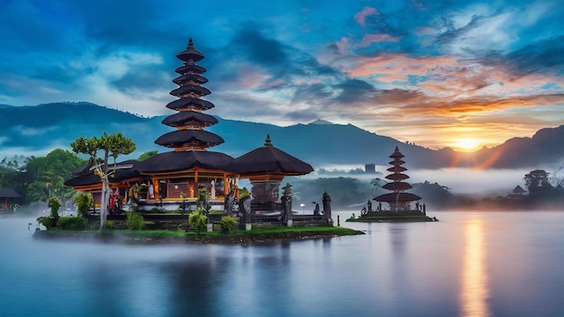 Foto el templo de pura ulun danu bratan en bali, indonesia