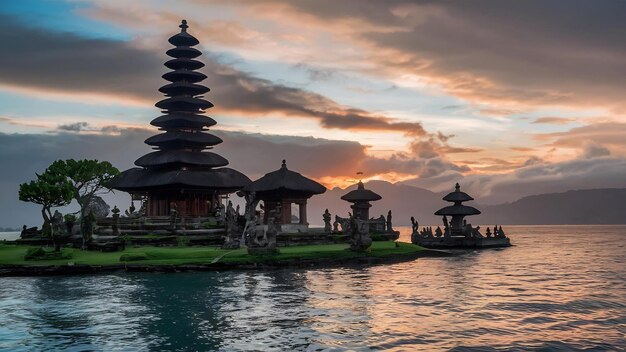 Foto el templo de pura ulun danu bratan en indonesia