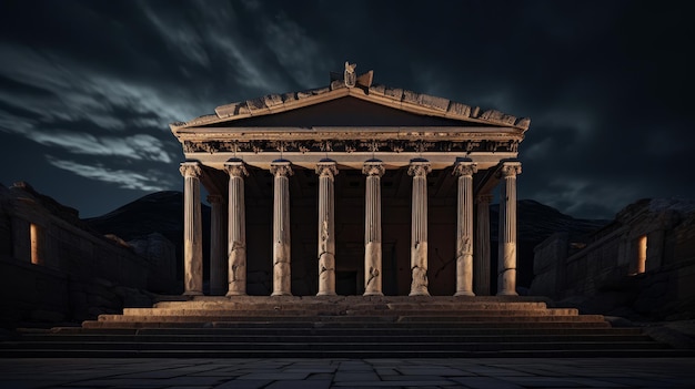 Foto templo romano de júpiter máximo com grandes colunas coríntias