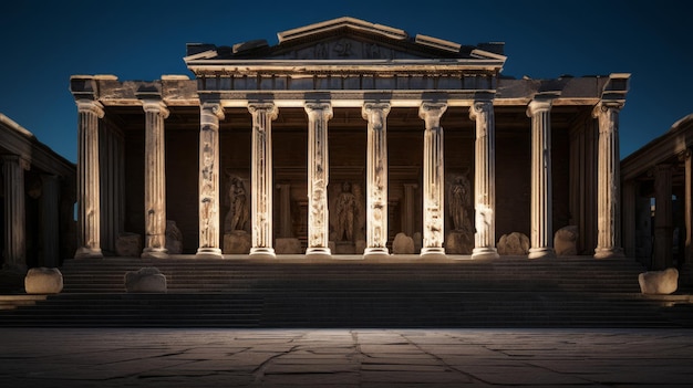 Foto templo romano dedicado a júpiter con grandes columnas corintias