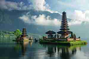 Foto templo ulun danu beratan em bali, indonésia