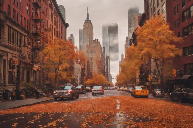 Foto la temporada de otoño en la ciudad de nueva york