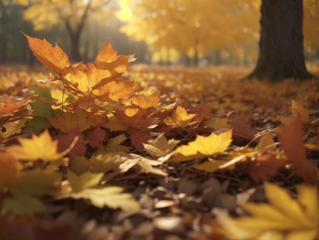 Temporada de otoño hojas planta escena generativa ai