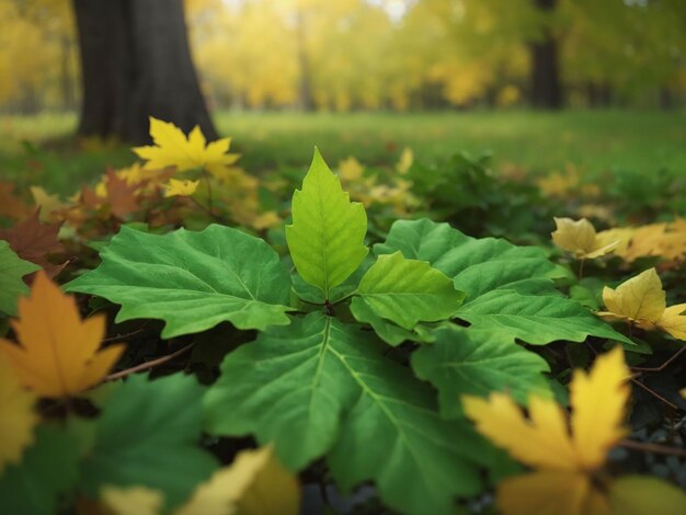 Temporada de otoño hojas planta escena generativa ai