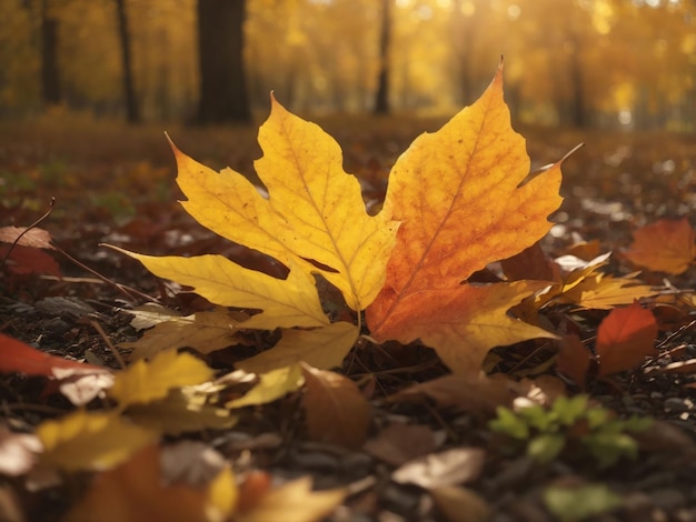 Temporada de otoño hojas planta escena generativa ai