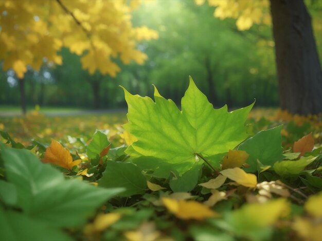 Temporada de otoño hojas planta escena generativa ai