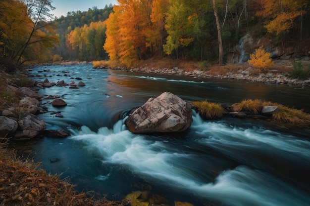 temporada de otoño a lo largo del río