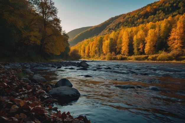 temporada de otoño a lo largo del río