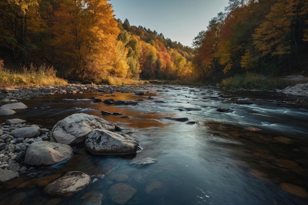 temporada de otoño a lo largo del río