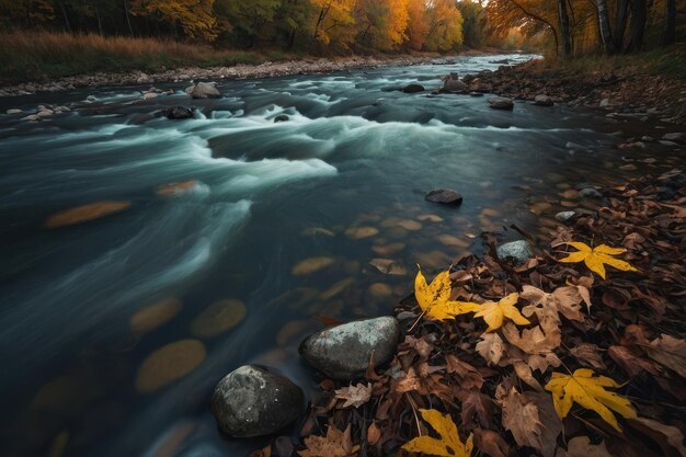 temporada de otoño a lo largo del río