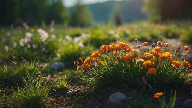 temporada de primavera en el bosque verde