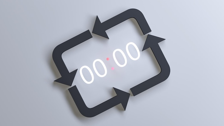 Foto temporizador 0 y flechas cerradastiempo y flechasel concepto de reloj temporizador de tiempo de línea de tiempo 3d render