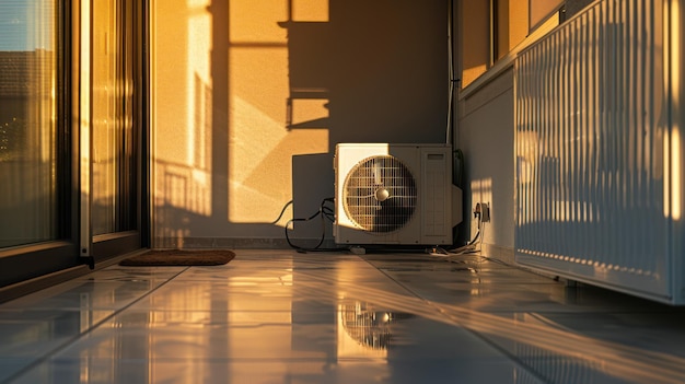 Tempos de aquecimento de edifícios residenciais com sombras variáveis com fonte de calor de fonte de ar ecológica a