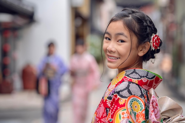 Foto temprano en la mañana en la pagoda de madera de gion kyoto en el casco antiguo de kyoto en japón