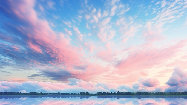 Temprano en la mañana primavera verano cielo nublado rosa y azul