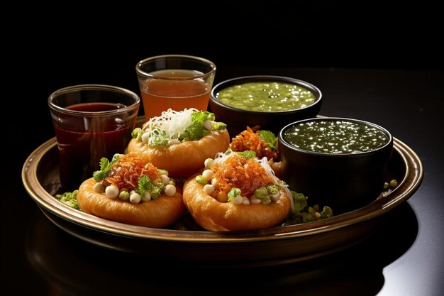 Temptante Pudina Pani Puri indiana saborosa Pani Puri ou golgappa fotografia de imagens