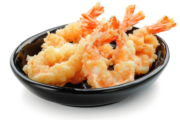 Tempura de camarão delicioso em um prato preto elegante Perfeito para os amantes da culinária japonesa