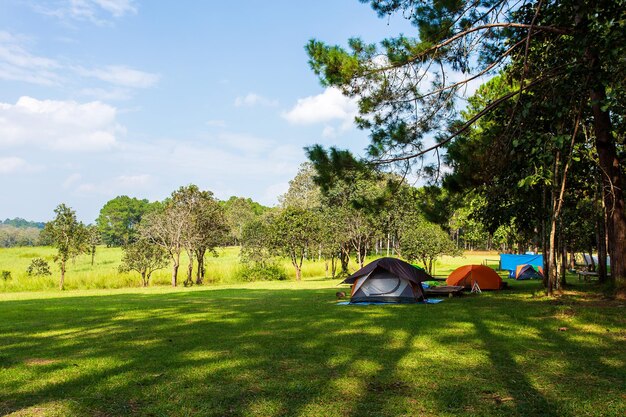 Foto tenda en el campo contra el cielo