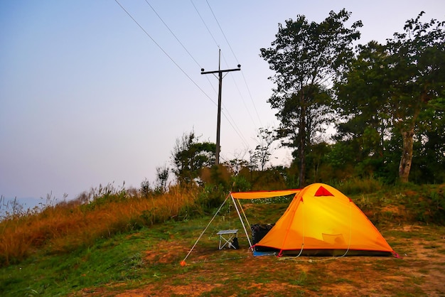 Foto tenda de acampamento à noite na floresta