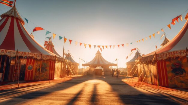 Foto tenda de circo tenda de carnaval no parque de diversões generative ai