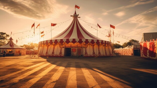 Foto tenda de circo tenda de carnaval no parque de diversões generative ai