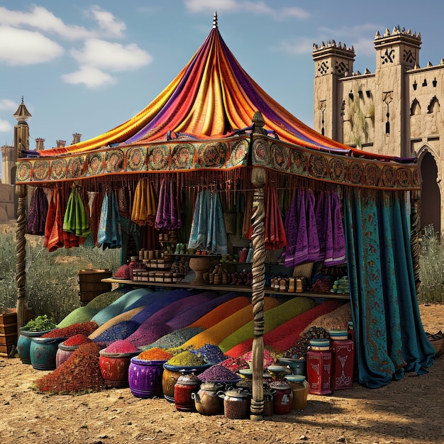 Foto tenda de comerciante colorida