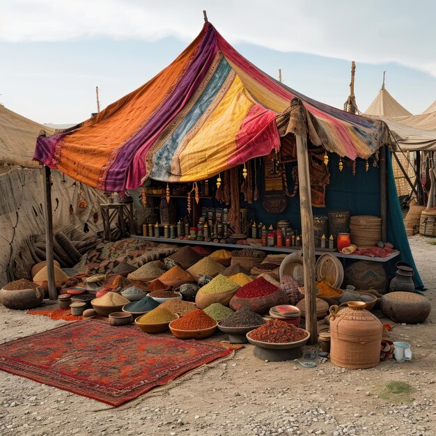 Foto tenda de comerciante colorida