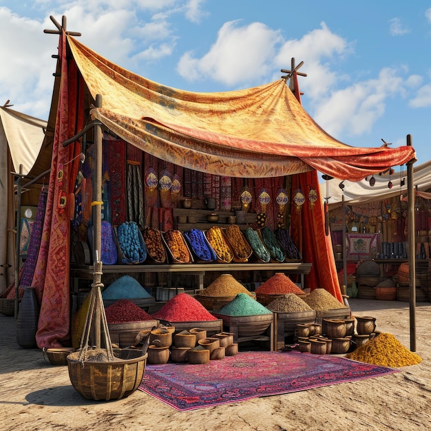 Foto tenda de comerciante colorida