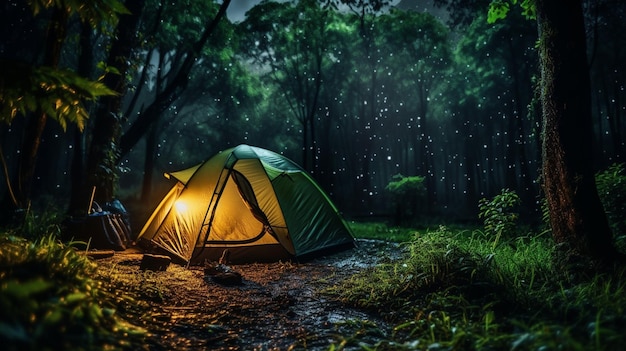 Foto tenda na floresta acampando com tenda na floresta