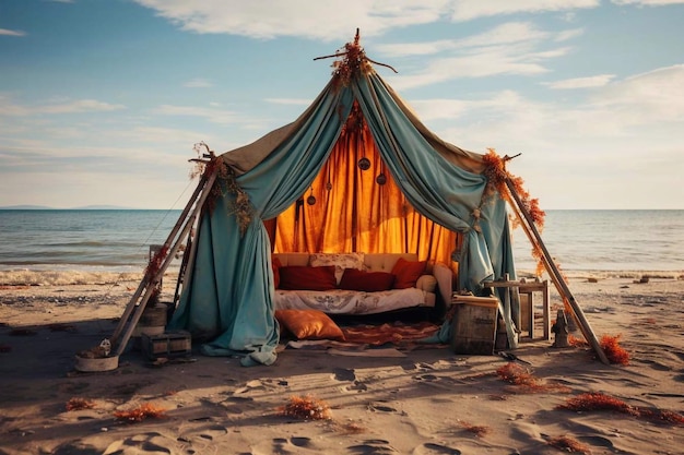 Tenda na praia IA generativa