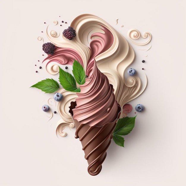Tendência de mimismo de sorvete de chocolate IA gerada