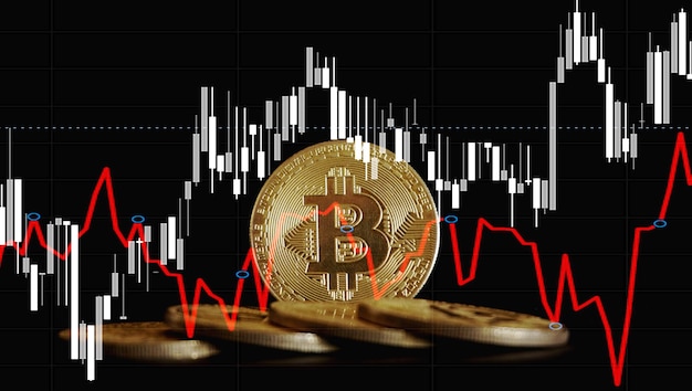 Foto la tendencia del mercado alcista cryptocurrency bitcoin stock growth chart muestra un fuerte aumento en el precio