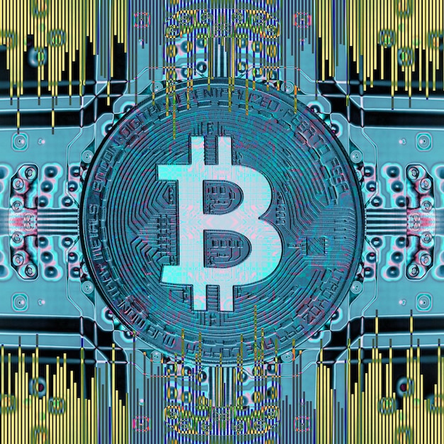 Tendencias económicas moneda digital virtual y concepto de comercio de inversión financiera. Antecedentes financieros abstractos de la criptomoneda Bitcoin.